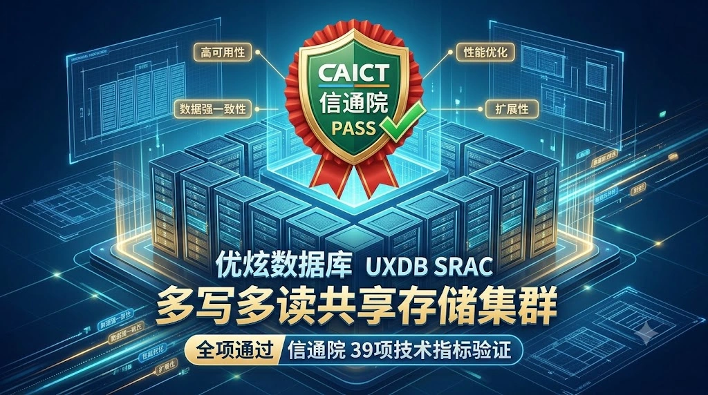 优炫数据库UXDB SRAC多写多读共享存储集群全项通过信通院39项技术验证